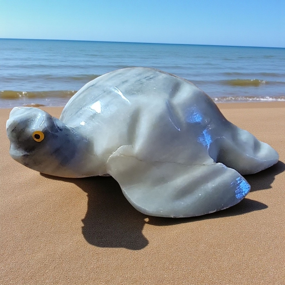 Vtg Hand-Carved Stone Fluorite Sea Turtle Figurine Cozumel Mexican Island